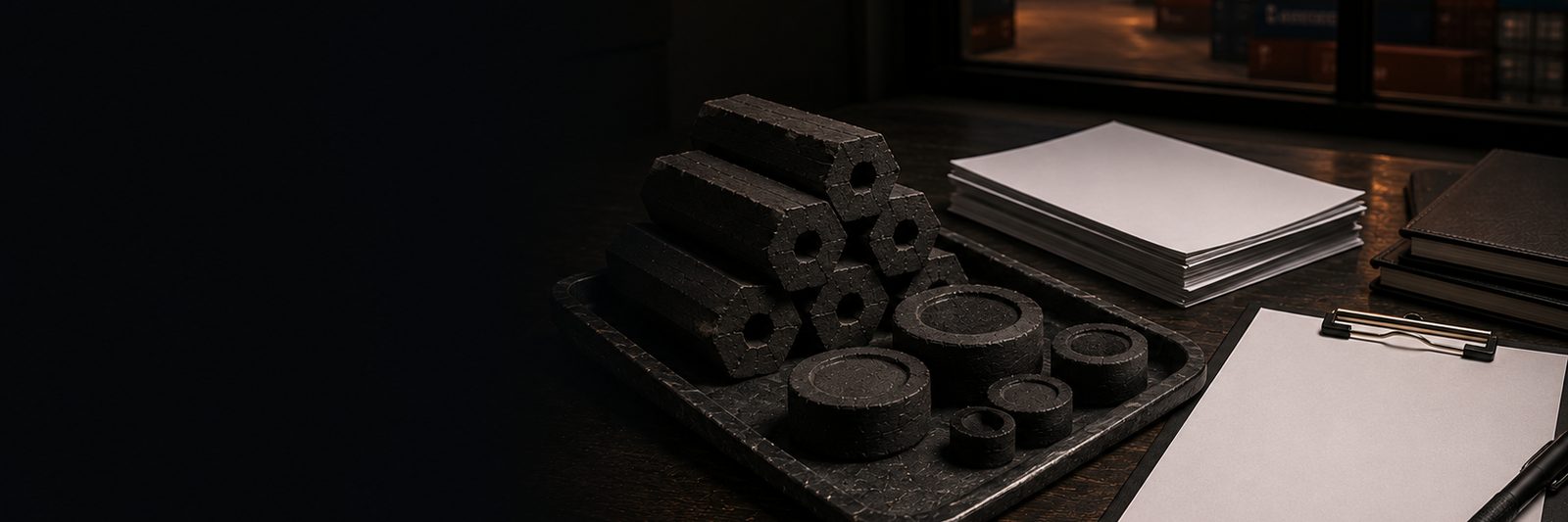 BBQ, shisha, incense and quick-light charcoal samples lined up for inquiry discussion