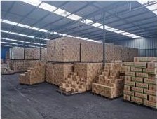Finished cartons stacked in the loading area